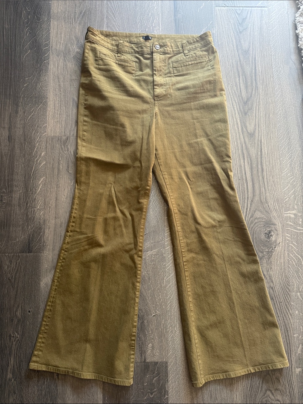 J.Crew Flare Chino Pants Size 31 Olive Green Stretch Cropped Mid Rise